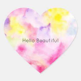 Girly roze geel Paarse stropdas kleurstof Hart Sticker