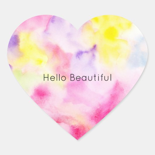 Girly roze geel Paarse stropdas kleurstof Hart Sticker (Voorkant)