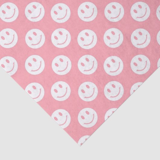 Girly Roze Gelukkige Gezichten Tissuepapier (Detail)