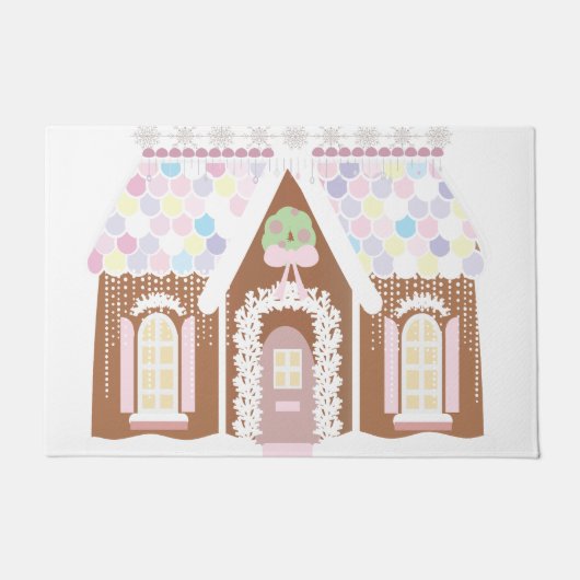 Girly Roze gemberbrood huis deurmat (Voorkant)