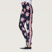 Girly roze glam sterren op blauw gepersonaliseerd  leggings (Links)