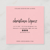 Girly roze glam wimpers moderne wimpers script vierkante visitekaartje (Achterkant)