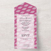 Girly roze glam witte diamanten lippen all in one uitnodiging (Binnen)