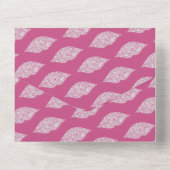 Girly roze glam witte diamanten lippen all in one uitnodiging (Achterkant)