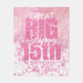 Girly Roze Glitter 15e Verjaardag Fleece Deken (Voorkant)