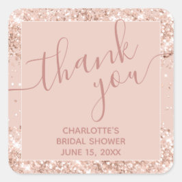 Girly roze glitter dank u vierkante Sticker