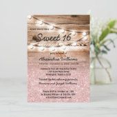 Girly Roze Glitter Hangende Lichten Hout Zoet 16 Kaart (Staand voorkant)