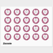 Girly roze glitter harten knuffels ronde sticker (Vel)
