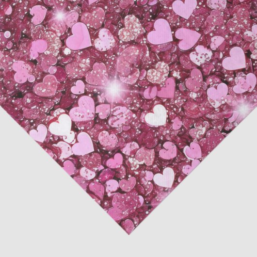 Girly roze glitter harten tissuepapier (Detail)