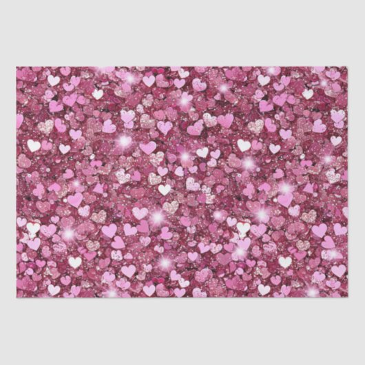 Girly roze glitter harten tissuepapier (Voorkant)