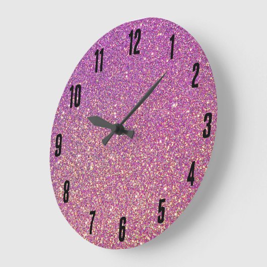 Girly roze glitter patroon grote klok (Hoek)