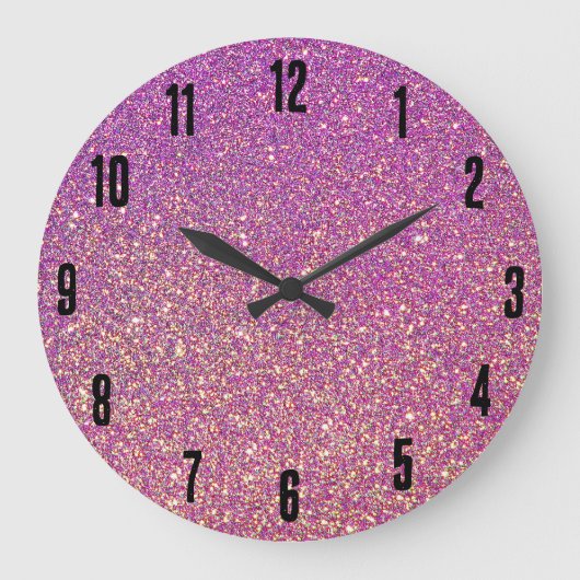 Girly roze glitter patroon grote klok (Voorkant)