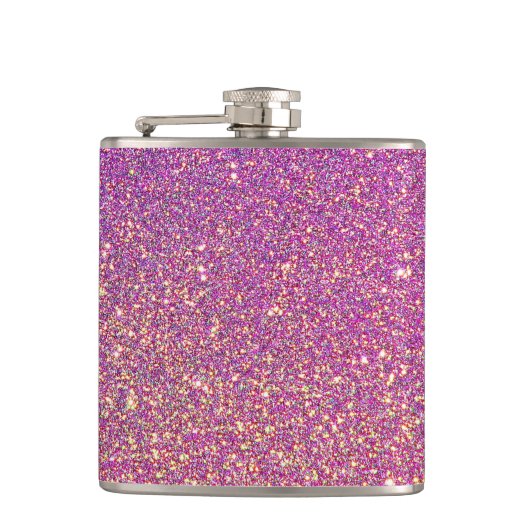 Girly roze glitter patroon heupfles (Voorkant)