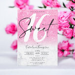 Girly roze glitter rand marmer foto Sweet 16 Kaart<br><div class="desc">Op zoek naar de perfecte en coolste Sweet 16 verjaardagsfeestuitnodiging? Krijg deze trendy en chique roze glitter ombre en elegant wit marmer, met een rand script foto Sweet 16 invite, voeg je foto aan de achterkant toe met een elegant handtekening script. Neem contact met mij op als u de hoofdtekst...</div>