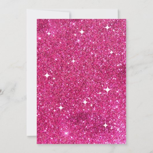girly roze glitter schattig uitnodiging (Achterkant)