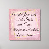 Girly roze Glitter Schrijf je eigen tekst, Canvas Afdruk (Voorkant)