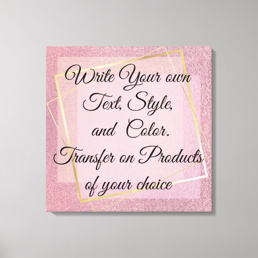 Girly roze Glitter Schrijf je eigen tekst, Canvas Afdruk (Voorkant)