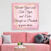 Girly roze Glitter Schrijf je eigen tekst, Canvas Afdruk (Insitu (Woonkamer))