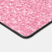 Girly roze glitter textuur en sparkles, monogram bureaumat (Hoek)