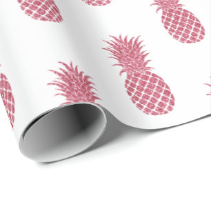 Girly roze glitter tropische ananas cadeaupapier