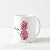 Girly roze glitter tropische ananas koffiemok (Voorkant rechts)