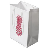 Girly roze glitter tropische ananas medium cadeauzakje (Achterkant Gekanteld)