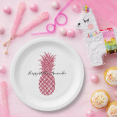 Girly roze glitter tropische ananas papieren bordje (Feest)