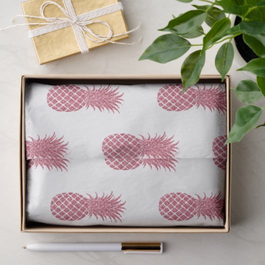 Girly roze glitter tropische ananas tissuepapier (Geschenk)