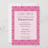 Girly roze glitter vlinders kaart (Voorkant)