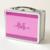 Girly roze glitter zigzag, monogram (Voorkant)