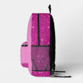 Girly roze glitter zigzag, monogram bedrukte rugzak (Rechts)
