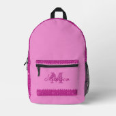 Girly roze glitter zigzag, monogram bedrukte rugzak (Voorkant)