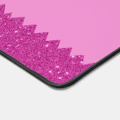 Girly roze glitter zigzag, monogram bureaumat (Hoek)