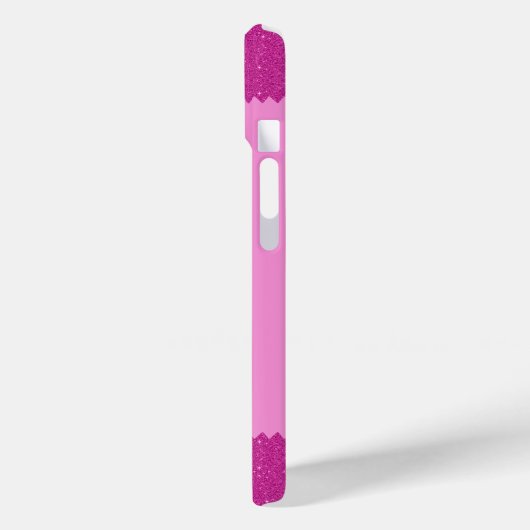 Girly roze glitter zigzag, monogram Case-Mate iPhone case (Achterkant / Links)