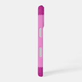 Girly roze glitter zigzag, monogram iPhone 16 hoesje (Rechterkant)
