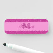 Girly roze glitter zigzag, monogram naamplaatje (In situ)