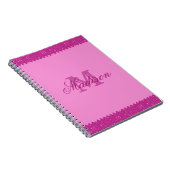 Girly roze glitter zigzag, monogram notitieboek (Rechterzijde)