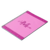 Girly roze glitter zigzag, monogram notitieboek (Linkerzijde)