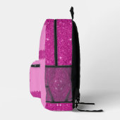 Girly roze glitter zigzag, monogram, op maat bedrukte rugzak (Rechts)