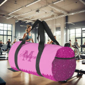 Girly roze glitter zigzag, monogram, op maat plunjezak