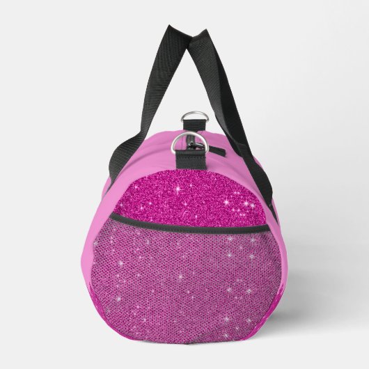 Girly roze glitter zigzag, monogram, op maat plunjezak (Rechts)