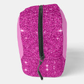 Girly roze glitter zigzag, monogram, op maat toilettasje (Rechts)