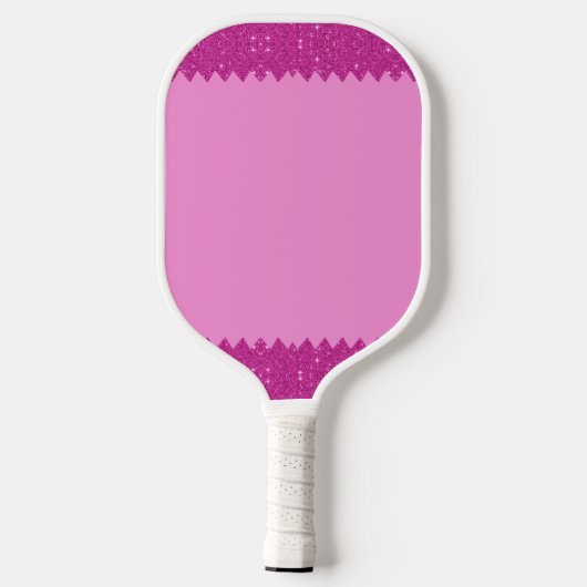 Girly roze glitter zigzag, monogram pickleball paddle (Achterkant)