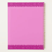 Girly roze glitter zigzag, monogram planner (Achterkant)