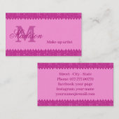 Girly roze glitter zigzag, monogram visitekaartje (Voorkant / Achterkant)