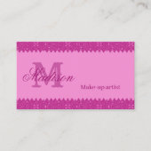 Girly roze glitter zigzag, monogram visitekaartje (Voorkant)