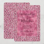 Girly Roze Glitzy Glam Glitter Luipaardprint Kaart (Voorkant / Achterkant)