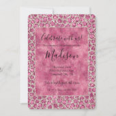 Girly Roze Glitzy Glam Glitter Luipaardprint Kaart (Voorkant)