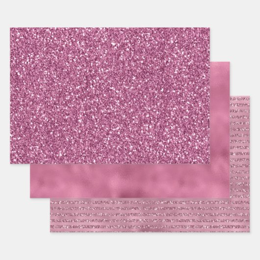 Girly  Roze Glitzy Glitter Sparkle Inpakpapier Vel (Set)