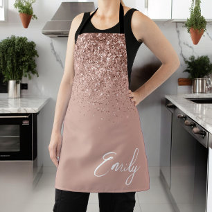 Girly Roze Goud Blush Roze Glitter Monogram Schort